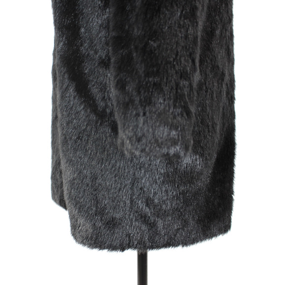 Frame Faux Fur Coat Black Button Up Mid Length Collared Jacket Size Small S - Picture 4 of 7